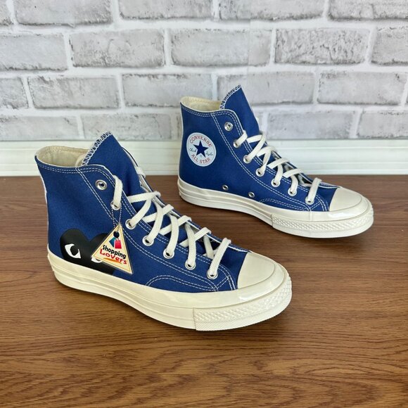 🖤🖤Converse Chuck Taylor Hi Mens Shoes Sz 3 Comme des Garcons PLAY Blue 171846C - Picture 2 of 9